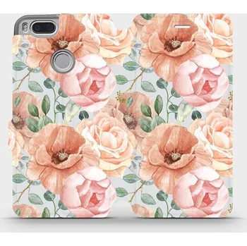 Pouzdro na mobilní telefon Flipové pouzdro Mobiwear - Xiaomi Mi A1 - MP02S Pastelové květy (Knížkové flip pouzdro, obal, kryt na mobil Xiaomi Mi A1 - MP02S Pastelové květy, materiál Umělá kůže + TPU - ochrana 360°, stojánek, silikonová vanička, magnetické zavírání)