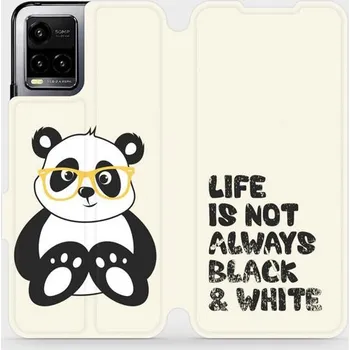Pouzdro na mobilní telefon Flipové pouzdro Mobiwear - Vivo Y21s - M041S Panda - life is not always black and white (Knížkové flip pouzdro, obal, kryt na mobil Vivo Y21s - M041S Panda - life is not always black and white, materiál Umělá kůže + TPU - ochrana 360°, stojánek, silikonov