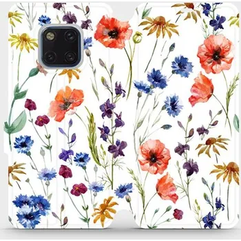 Pouzdro na mobilní telefon Flipové pouzdro Mobiwear - Huawei Mate 20 Pro - MP04S Luční kvítí (Knížkové flip pouzdro, obal, kryt na mobil Huawei Mate 20 Pro - MP04S Luční kvítí, materiál Umělá kůže + TPU - ochrana 360°, stojánek, silikonová vanička, magnetické zavírání)