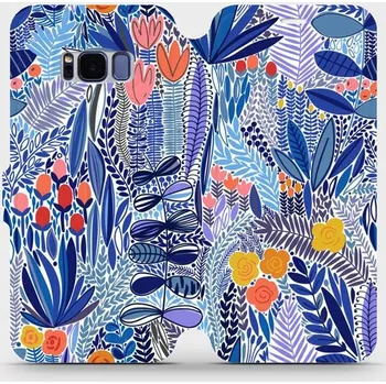 Pouzdro na mobilní telefon Flipové pouzdro Mobiwear - Samsung Galaxy S8 - MP03P Modrá květena (Knížkové flip pouzdro, obal, kryt na mobil Samsung Galaxy S8 - MP03P Modrá květena, materiál Umělá kůže + TPU - ochrana 360°, stojánek, silikonová vanička, magnetické zavírání)