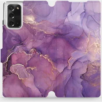 Pouzdro na mobilní telefon Flipové pouzdro Mobiwear - Samsung Galaxy Note 20 - VP20S Fialový mramor (Knížkové flip pouzdro, obal, kryt na mobil Samsung Galaxy Note 20 - VP20S Fialový mramor, materiál Umělá kůže + TPU - ochrana 360°, stojánek, silikonová vanička, magnetické zavírání