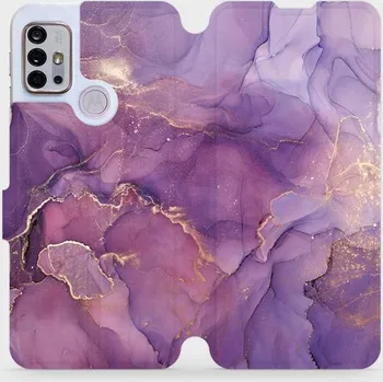 Pouzdro na mobilní telefon Flipové pouzdro Mobiwear - Motorola Moto G10 - VP20S Fialový mramor (Knížkové flip pouzdro, obal, kryt na mobil Motorola Moto G10 - VP20S Fialový mramor, materiál Umělá kůže + TPU - ochrana 360°, stojánek, silikonová vanička, magnetické zavírání)