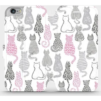 Pouzdro na mobilní telefon Flipové pouzdro Mobiwear - Apple iPhone 6 / iPhone 6s - MX01S Kočičí zádíčka (Knížkové flip pouzdro, obal, kryt na mobil Apple iPhone 6 / iPhone 6s - MX01S Kočičí zádíčka, materiál Umělá kůže + TPU - ochrana 360°, stojánek, silikonová vanička, magnetické)