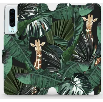 Pouzdro na mobilní telefon Flipové pouzdro Mobiwear - Huawei P30 - VP06P Žirafky (Knížkové flip pouzdro, obal, kryt na mobil Huawei P30 - VP06P Žirafky, materiál Umělá kůže + TPU - ochrana 360°, stojánek, silikonová vanička, magnetické zavírání)