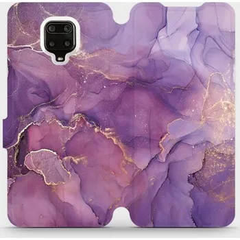 Pouzdro na mobilní telefon Flipové pouzdro Mobiwear - Xiaomi Redmi Note 9 Pro / Note 9S - VP20S Fialový mramor (Knížkové flip pouzdro, obal, kryt na mobil Xiaomi Redmi Note 9 Pro / Note 9S - VP20S Fialový mramor, materiál Umělá kůže + TPU - ochrana 360°, stojánek, silikonová vaničk