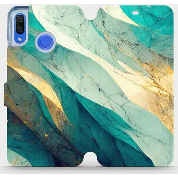 Pouzdro na mobilní telefon Flipové pouzdro Mobiwear - Huawei Nova 3 - VP37S Zlatavý a zelenkavý mramor (Knížkové flip pouzdro, obal, kryt na mobil Huawei Nova 3 - VP37S Zlatavý a zelenkavý mramor, materiál Umělá kůže + TPU - ochrana 360°, stojánek, silikonová vanička, magnetické)