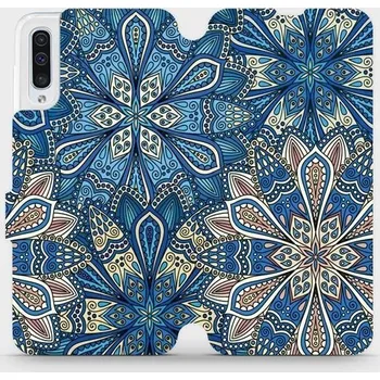 Pouzdro na mobilní telefon Flipové pouzdro Mobiwear - Samsung Galaxy A50 - V108P Modré mandala květy (Knížkové flip pouzdro, obal, kryt na mobil Samsung Galaxy A50 - V108P Modré mandala květy, materiál Umělá kůže + TPU - ochrana 360°, stojánek, silikonová vanička, magnetické zavírá