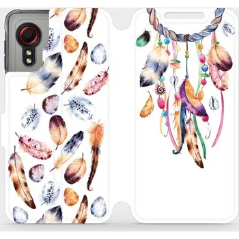 Pouzdro na mobilní telefon Flipové pouzdro Mobiwear - Samsung Galaxy Xcover 5 - M003S Lapač a barevná pírka (Knížkové flip pouzdro, obal, kryt na mobil Samsung Galaxy Xcover 5 - M003S Lapač a barevná pírka, materiál Umělá kůže + TPU - ochrana 360°, stojánek, silikonová vanička,)