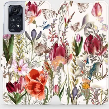 Pouzdro na mobilní telefon Flipové pouzdro Mobiwear - Xiaomi Redmi Note 11 / 11S - MP01S Rozkvetlá louka (Knížkové flip pouzdro, obal, kryt na mobil Xiaomi Redmi Note 11 / 11S - MP01S Rozkvetlá louka, materiál Umělá kůže + TPU - ochrana 360°, stojánek, silikonová vanička, magnetick