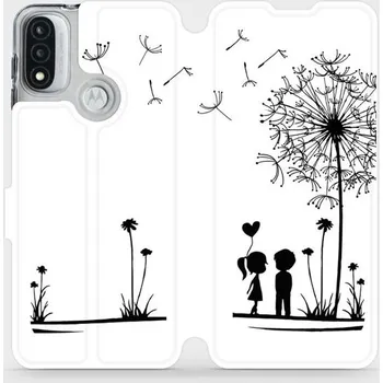 Pouzdro na mobilní telefon Flipové pouzdro Mobiwear - Motorola Moto E20 - MH16P Dvojice s pampeliškou (Knížkové flip pouzdro, obal, kryt na mobil Motorola Moto E20 - MH16P Dvojice s pampeliškou, materiál Umělá kůže + TPU - ochrana 360°, stojánek, silikonová vanička, magnetické)