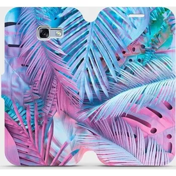 Pouzdro na mobilní telefon Flipové pouzdro Mobiwear - Samsung Galaxy A5 2017 - MG10S Fialové a modré listy (Knížkové flip pouzdro, obal, kryt na mobil Samsung Galaxy A5 2017 - MG10S Fialové a modré listy, materiál Umělá kůže + TPU - ochrana 360°, stojánek, silikonová vanička,)