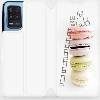 Pouzdro na mobilní telefon Flipové pouzdro Mobiwear - Realme 8 5G - M090P Makronky - have a nice day (Knížkové flip pouzdro, obal, kryt na mobil Realme 8 5G - M090P Makronky - have a nice day, materiál Umělá kůže + TPU - ochrana 360°, stojánek, silikonová vanička, magnetické zavírá