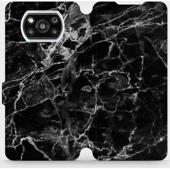Pouzdro na mobilní telefon Flipové pouzdro Mobiwear - Xiaomi Poco X3 Pro - V056P Černý mramor (Knížkové flip pouzdro, obal, kryt na mobil Xiaomi Poco X3 Pro - V056P Černý mramor, materiál Umělá kůže + TPU - ochrana 360°, stojánek, silikonová vanička, magnetické zavírání)