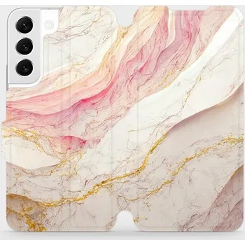 Pouzdro na mobilní telefon Flipové pouzdro Mobiwear - Samsung Galaxy S22 - VP32S Růžový a zlatavý mramor (Knížkové flip pouzdro, obal, kryt na mobil Samsung Galaxy S22 - VP32S Růžový a zlatavý mramor, materiál Umělá kůže + TPU - ochrana 360°, stojánek, silikonová vanička, magnetick