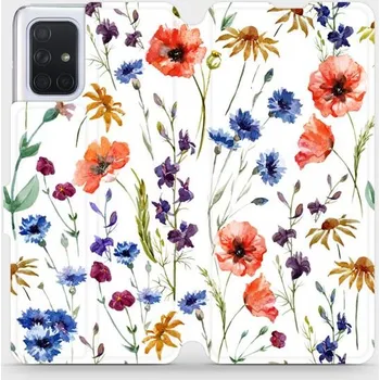 Pouzdro na mobilní telefon Flipové pouzdro Mobiwear - Samsung Galaxy A71 - MP04S Luční kvítí (Knížkové flip pouzdro, obal, kryt na mobil Samsung Galaxy A71 - MP04S Luční kvítí, materiál Umělá kůže + TPU - ochrana 360°, stojánek, silikonová vanička, magnetické zavírání)