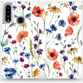 Pouzdro na mobilní telefon Flipové pouzdro Mobiwear - Samsung Galaxy A20S - MP04S Luční kvítí (Knížkové flip pouzdro, obal, kryt na mobil Samsung Galaxy A20S - MP04S Luční kvítí, materiál Umělá kůže + TPU - ochrana 360°, stojánek, silikonová vanička, magnetické zavírání)