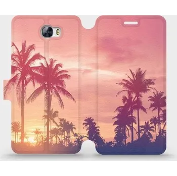Pouzdro na mobilní telefon Flipové pouzdro Mobiwear - Huawei Y6 II Compact - M134P Palmy a růžová obloha (Knížkové flip pouzdro, obal, kryt na mobil Huawei Y6 II Compact - M134P Palmy a růžová obloha, materiál Umělá kůže + TPU - ochrana 360°, stojánek, silikonová vanička, magnetick