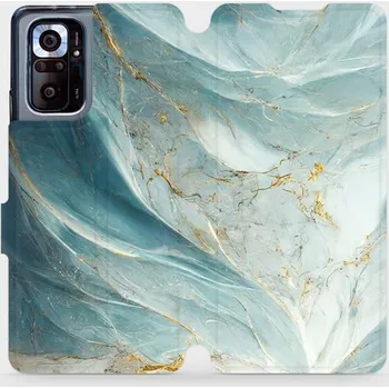 Pouzdro na mobilní telefon Flipové pouzdro Mobiwear - Xiaomi Redmi Note 10 Pro - VP34S Zelenkavý a zlatavý mramor (Knížkové flip pouzdro, obal, kryt na mobil Xiaomi Redmi Note 10 Pro - VP34S Zelenkavý a zlatavý mramor, materiál Umělá kůže + TPU - ochrana 360°, stojánek, silikonová)