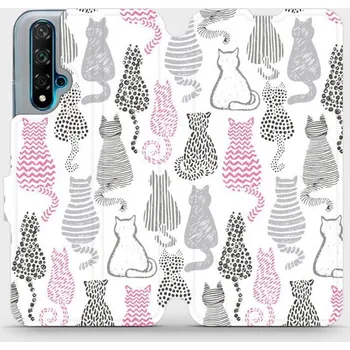 Pouzdro na mobilní telefon Flipové pouzdro Mobiwear - Huawei Nova 5T - MX01S Kočičí zádíčka (Knížkové flip pouzdro, obal, kryt na mobil Huawei Nova 5T - MX01S Kočičí zádíčka, materiál Umělá kůže + TPU - ochrana 360°, stojánek, silikonová vanička, magnetické zavírání)