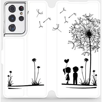 Pouzdro na mobilní telefon Flipové pouzdro Mobiwear - Samsung Galaxy S21 Ultra 5G - MH16P Dvojice s pampeliškou (Knížkové flip pouzdro, obal, kryt na mobil Samsung Galaxy S21 Ultra 5G - MH16P Dvojice s pampeliškou, materiál Umělá kůže + TPU - ochrana 360°, stojánek, silikonová)