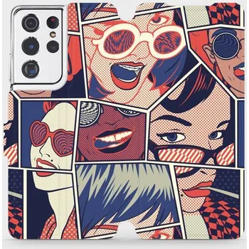 Pouzdro na mobilní telefon Flipové pouzdro Mobiwear - Samsung Galaxy S21 Ultra - VP18P Komiks (Knížkové flip pouzdro, obal, kryt na mobil Samsung Galaxy S21 Ultra - VP18P Komiks, materiál Umělá kůže + TPU - ochrana 360°, stojánek, silikonová vanička, magnetické zavírání)