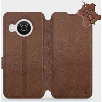 Pouzdro na mobilní telefon Kožené flip pouzdro Mobiwear - Nokia X20 - Hnědé (Kožené knížkové pouzdro, obal, kryt na mobil Nokia X20, Hnědé, materiál Genuine Leather, ochrana 360°, stojánek, silikonová vanička, magnetické zavírání)