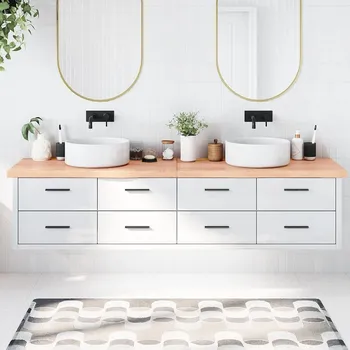 Stolová deska OMAXI Koupelnová deska hnědá 220x50x(2-6) cm ošetřený masivní dřevo 833572