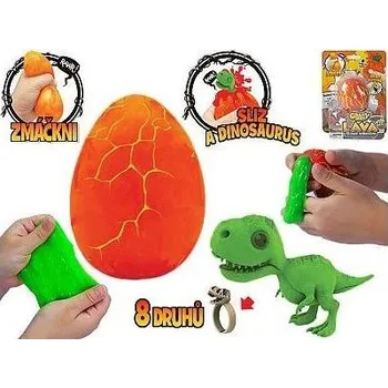 Bublifuk Crazy Dino vejce 8cm se slizem, dinosaurem a prstýnkem 8druhů 2b