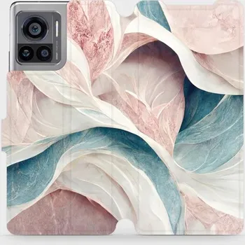 Pouzdro na mobilní telefon Flipové pouzdro Mobiwear - Motorola Edge 30 Ultra - VP33S Růžový a zelenkavý mramor (Knížkové flip pouzdro, obal, kryt na mobil Motorola Edge 30 Ultra - VP33S Růžový a zelenkavý mramor, materiál Umělá kůže + TPU - ochrana 360°, stojánek, silikonová vaničk