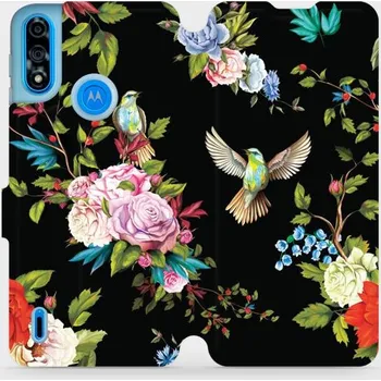 Pouzdro na mobilní telefon Flipové pouzdro Mobiwear - Motorola Moto E7 Power - VD09S Ptáčci a květy (Knížkové flip pouzdro, obal, kryt na mobil Motorola Moto E7 Power - VD09S Ptáčci a květy, materiál Umělá kůže + TPU - ochrana 360°, stojánek, silikonová vanička, magnetické zavírání