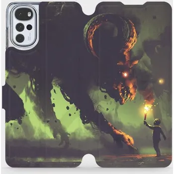 Pouzdro na mobilní telefon Flipové pouzdro Mobiwear - Motorola Moto G22 - VA08P Příšera a kluk s pochodní (Knížkové flip pouzdro, obal, kryt na mobil Motorola Moto G22 - VA08P Příšera a kluk s pochodní, materiál Umělá kůže + TPU - ochrana 360°, stojánek, silikonová vanička,)