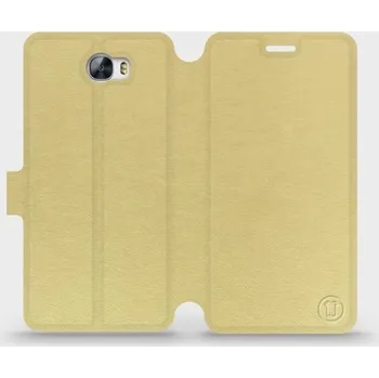 Pouzdro na mobilní telefon Flipové pouzdro Mobiwear - Huawei Y5 II - Zlatavé a šedé (Knížkové flip pouzdro, obal, kryt na mobil Huawei Y5 II - Zlatavé a šedé, materiál Umělá kůže + TPU - ochrana 360°, stojánek, silikonová vanička, magnetické zavírání)