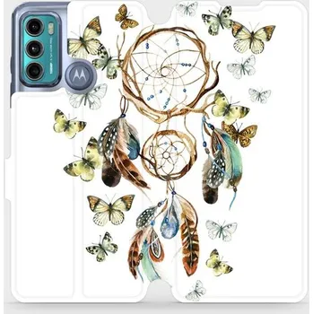 Pouzdro na mobilní telefon Flipové pouzdro Mobiwear - Motorola Moto G60 - M001P Lapač a motýlci (Knížkové flip pouzdro, obal, kryt na mobil Motorola Moto G60 - M001P Lapač a motýlci, materiál Umělá kůže + TPU - ochrana 360°, stojánek, silikonová vanička, magnetické zavírání)