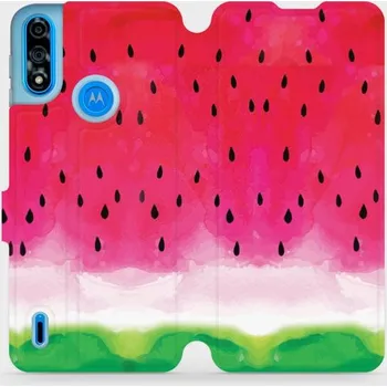 Pouzdro na mobilní telefon Flipové pouzdro Mobiwear - Motorola Moto E7 Power - V086S Melounek (Knížkové flip pouzdro, obal, kryt na mobil Motorola Moto E7 Power - V086S Melounek, materiál Umělá kůže + TPU - ochrana 360°, stojánek, silikonová vanička, magnetické zavírání)