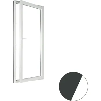 Okno ALUPLAST Plastové jednokřídlové balkonové dveře antracit/bílé 80x200 Pravé Zasklení: Dvojsklo Ug= 1,1