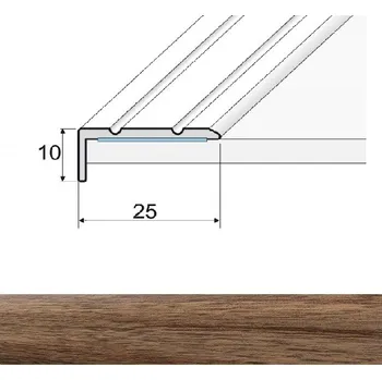 soklová lišta SH Profil, s.r.o. Effector A31D Schodová hrana 25x10, samolepící, dekory dřeva délka 90cm Dekor: Merbau