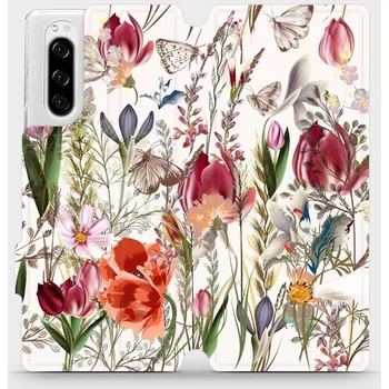 Pouzdro na mobilní telefon Flipové pouzdro Mobiwear - Sony Xperia 5 - MP01S Rozkvetlá louka (Knížkové flip pouzdro, obal, kryt na mobil Sony Xperia 5 - MP01S Rozkvetlá louka, materiál Umělá kůže + TPU - ochrana 360°, stojánek, silikonová vanička, magnetické zavírání)