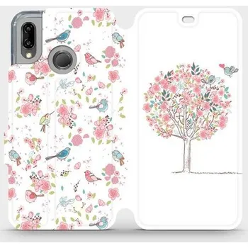 Pouzdro na mobilní telefon Flipové pouzdro Mobiwear - Huawei P20 Lite - M120S Strom a ptáčci (Knížkové flip pouzdro, obal, kryt na mobil Huawei P20 Lite - M120S Strom a ptáčci, materiál Umělá kůže + TPU - ochrana 360°, stojánek, silikonová vanička, magnetické zavírání)