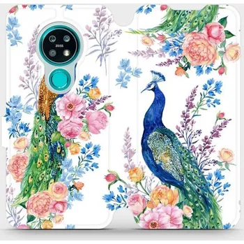 Pouzdro na mobilní telefon Flipové pouzdro Mobiwear - Nokia 7.2 - MX08S Pávi (Knížkové flip pouzdro, obal, kryt na mobil Nokia 7.2 - MX08S Pávi, materiál Umělá kůže + TPU - ochrana 360°, stojánek, silikonová vanička, magnetické zavírání)