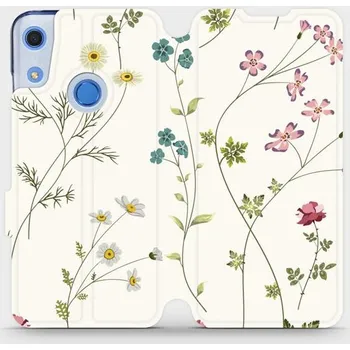 Pouzdro na mobilní telefon Flipové pouzdro Mobiwear - Huawei Y6S / Honor 8A - MD03S Tenké rostlinky s květy (Knížkové flip pouzdro, obal, kryt na mobil Huawei Y6S / Honor 8A - MD03S Tenké rostlinky s květy, materiál Umělá kůže + TPU - ochrana 360°, stojánek, silikonová vanička,)