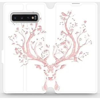 Pouzdro na mobilní telefon Flipové pouzdro Mobiwear - Samsung Galaxy S10 Plus - M007S Růžový jelínek (Knížkové flip pouzdro, obal, kryt na mobil Samsung Galaxy S10 Plus - M007S Růžový jelínek, materiál Umělá kůže + TPU - ochrana 360°, stojánek, silikonová vanička, magnetické zavírá