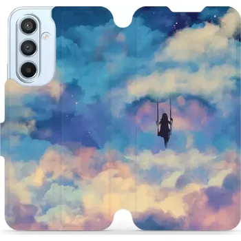 Pouzdro na mobilní telefon Flipové pouzdro Mobiwear - Samsung Galaxy A54 5G - MR09S Dívka na houpačce v oblacích (Knížkové flip pouzdro, obal, kryt na mobil Samsung Galaxy A54 5G - MR09S Dívka na houpačce v oblacích, materiál Umělá kůže + TPU - ochrana 360°, stojánek, silikonová)