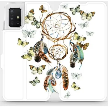 Pouzdro na mobilní telefon Flipové pouzdro Mobiwear - Samsung Galaxy A51 - M001P Lapač a motýlci (Knížkové flip pouzdro, obal, kryt na mobil Samsung Galaxy A51 - M001P Lapač a motýlci, materiál Umělá kůže + TPU - ochrana 360°, stojánek, silikonová vanička, magnetické zavírání)