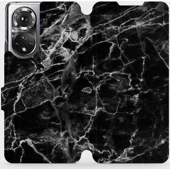 Pouzdro na mobilní telefon Flipové pouzdro Mobiwear - Honor 50 - V056P Černý mramor (Knížkové flip pouzdro, obal, kryt na mobil Honor 50 - V056P Černý mramor, materiál Umělá kůže + TPU - ochrana 360°, stojánek, silikonová vanička, magnetické zavírání)