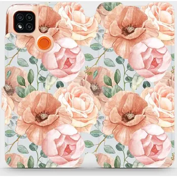Pouzdro na mobilní telefon Flipové pouzdro Mobiwear - Xiaomi Redmi 9C - MP02S Pastelové květy (Knížkové flip pouzdro, obal, kryt na mobil Xiaomi Redmi 9C - MP02S Pastelové květy, materiál Umělá kůže + TPU - ochrana 360°, stojánek, silikonová vanička, magnetické zavírání)