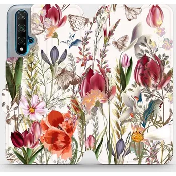 Pouzdro na mobilní telefon Flipové pouzdro Mobiwear - Huawei Nova 5T - MP01S Rozkvetlá louka (Knížkové flip pouzdro, obal, kryt na mobil Huawei Nova 5T - MP01S Rozkvetlá louka, materiál Umělá kůže + TPU - ochrana 360°, stojánek, silikonová vanička, magnetické zavírání)