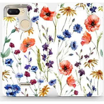 Pouzdro na mobilní telefon Flipové pouzdro Mobiwear - Xiaomi Redmi 6 - MP04S Luční kvítí (Knížkové flip pouzdro, obal, kryt na mobil Xiaomi Redmi 6 - MP04S Luční kvítí, materiál Umělá kůže + TPU - ochrana 360°, stojánek, silikonová vanička, magnetické zavírání)