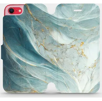 Pouzdro na mobilní telefon Flipové pouzdro Mobiwear - Apple iPhone SE 2020 - VP34S Zelenkavý a zlatavý mramor (Knížkové flip pouzdro, obal, kryt na mobil Apple iPhone SE 2020 - VP34S Zelenkavý a zlatavý mramor, materiál Umělá kůže + TPU - ochrana 360°, stojánek, silikonová vanička,