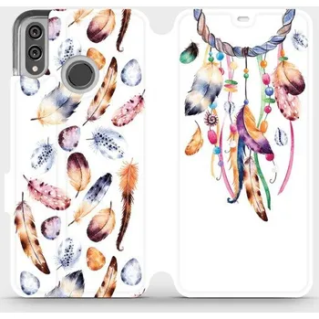 Pouzdro na mobilní telefon Flipové pouzdro Mobiwear - Honor 8X - M003S Lapač a barevná pírka (Knížkové flip pouzdro, obal, kryt na mobil Honor 8X - M003S Lapač a barevná pírka, materiál Umělá kůže + TPU - ochrana 360°, stojánek, silikonová vanička, magnetické zavírání)