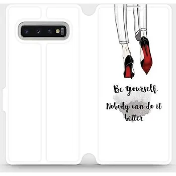 Pouzdro na mobilní telefon Flipové pouzdro Mobiwear - Samsung Galaxy S10 Plus - M046P Be yourself (Knížkové flip pouzdro, obal, kryt na mobil Samsung Galaxy S10 Plus - M046P Be yourself, materiál Umělá kůže + TPU - ochrana 360°, stojánek, silikonová vanička, magnetické zavírání)